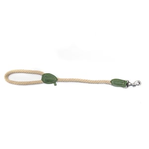 Romeo Waxed Soft Calf Leather And Rope Short Handle Dog Lead in Various Colours