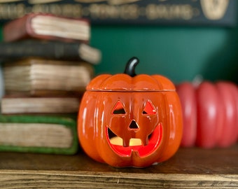 Brûleur à mazout orange Jack-O-Lantern en céramique : aromathérapie pour Halloween