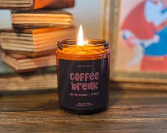 Bougie de soja parfumée au café : coulée à la main, pot ambré de 8 oz, bougie rétro