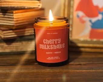 Bougie de soja parfumée Cherry Milkshake : pot de 8 oz coulé à la main