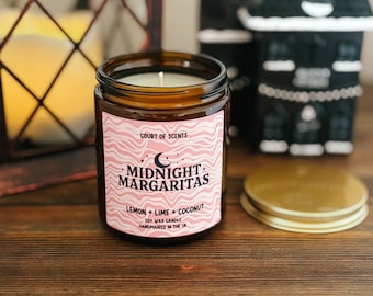 Bougie Margaritas de minuit : cire de soja coulée à la main, pot ambré