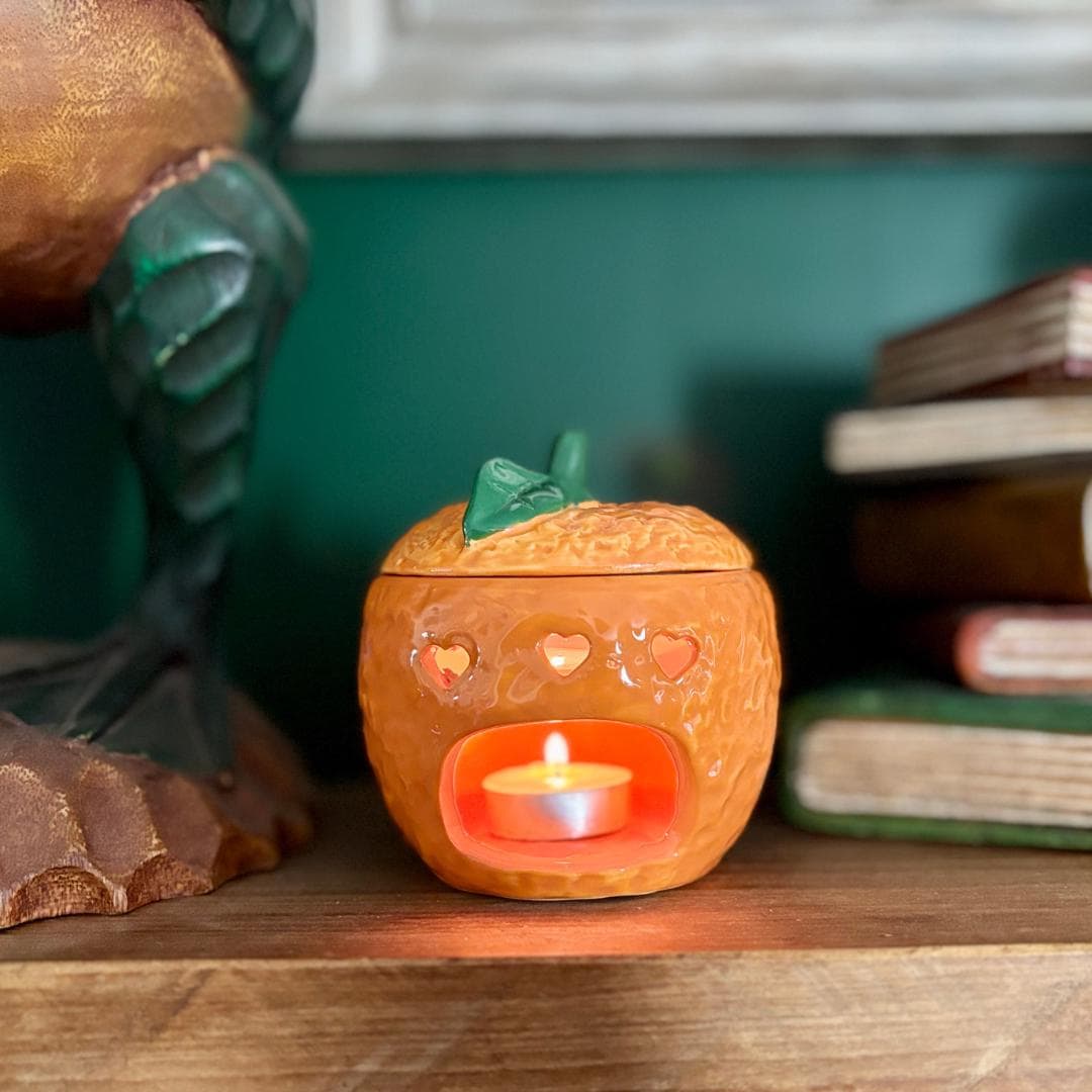 Orange Burner \ Ceramic Oil Burner \ Wax Melts and Essential Oils \ Wax Melt Burner \ Aromatherapy / Groovy / Funky / Spring