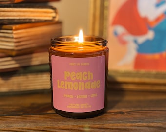 Bougie de soja parfumée à la limonade à la pêche, Bougie fruitée, Été, Printemps