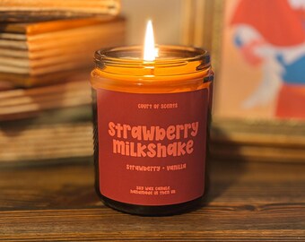 Bougie de soja parfumée Milkshake à la fraise : pot de 8 oz coulé à la main