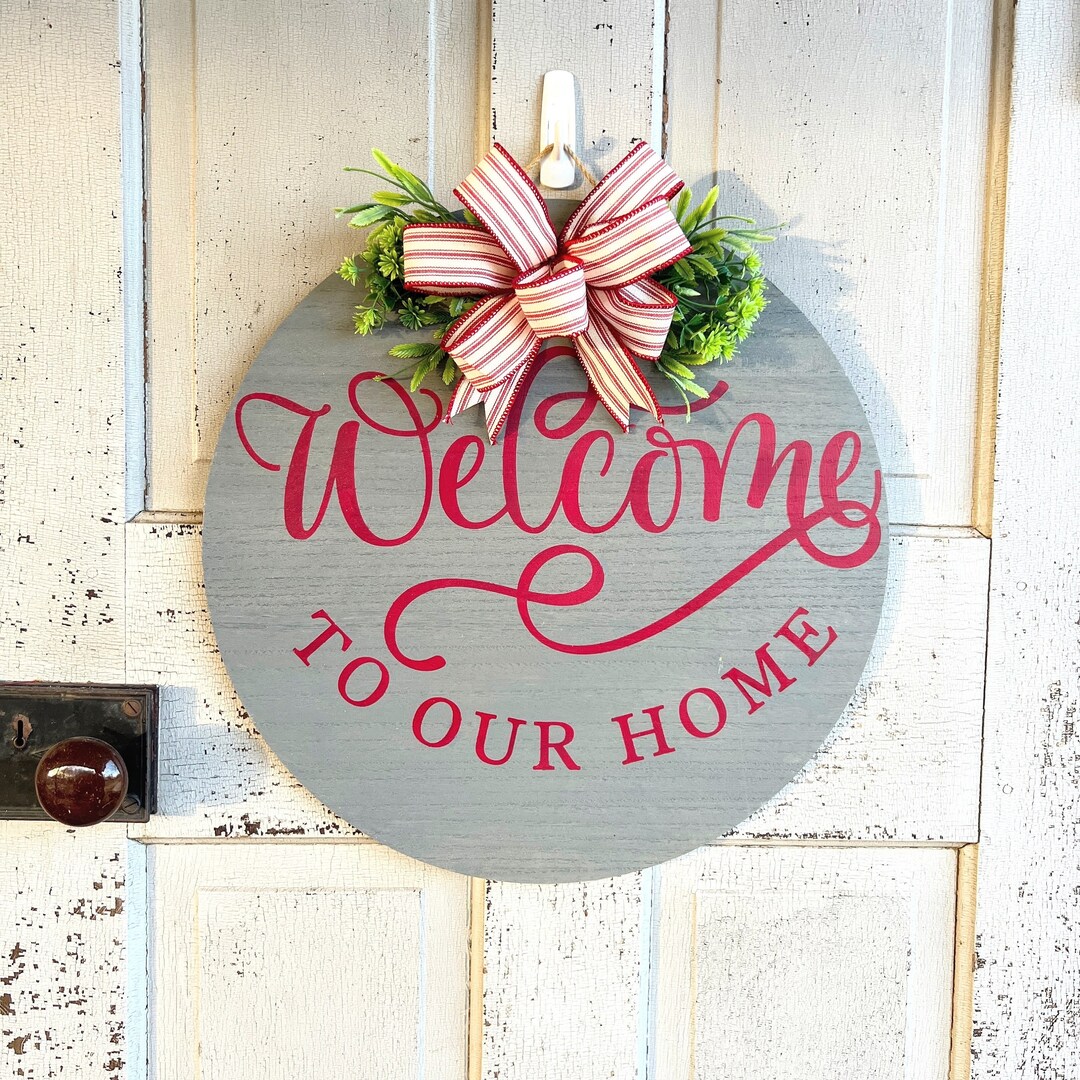WELCOME SIGN Wreath Sign Welcome Sign For Front Door Rustic
