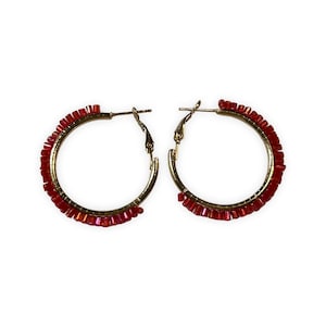 Vibrant red beaded earrings