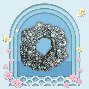Gray Beaded  Scrunchie with silver beads