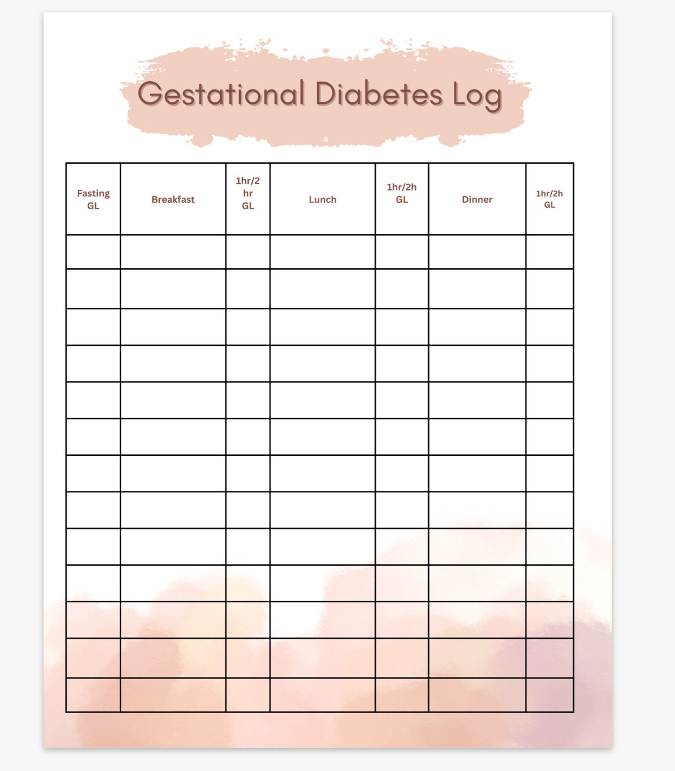 Gestational Diabetes Log -Pink