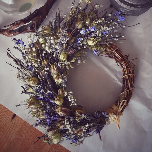 Small Everlasting Purple Dried Flower Hoop Wreath With Etsy UK