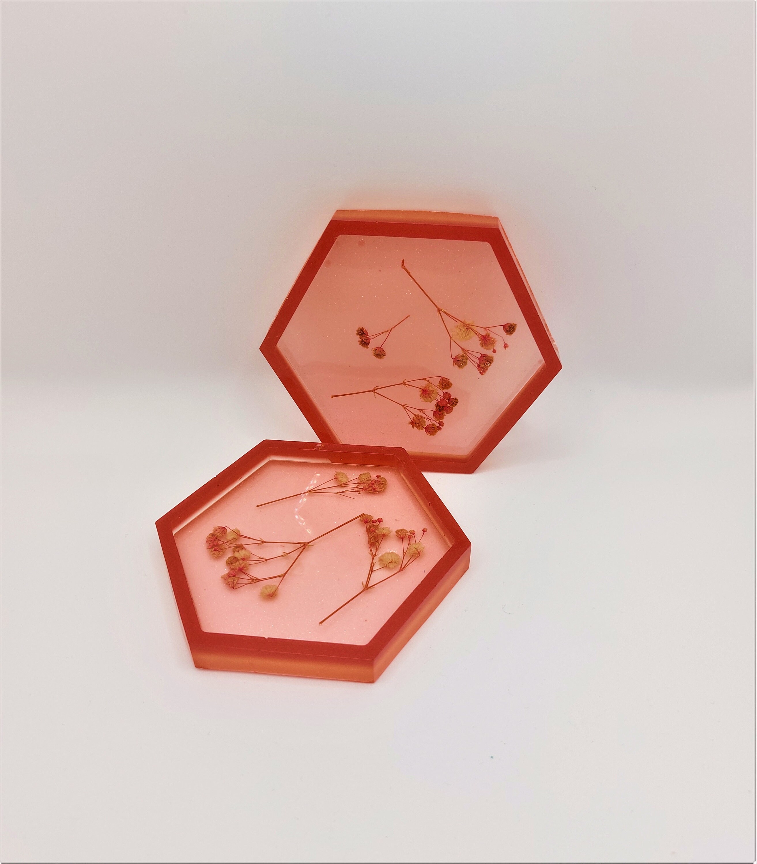 Lot de 2 Dessous Verres ou Vides Poches en Résine Époxy.