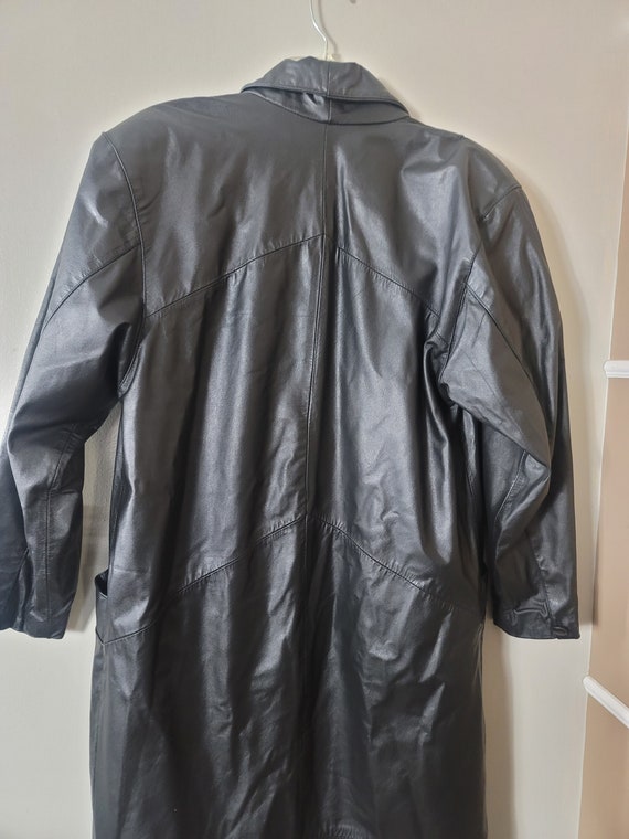 Comint genuine leather long trench coat size M - image 5