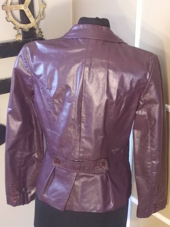 Vintage Purple Leather Blazer size 11 - image 4