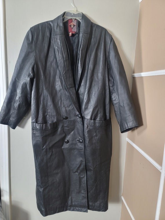 G III genuine leather trench coat size Large