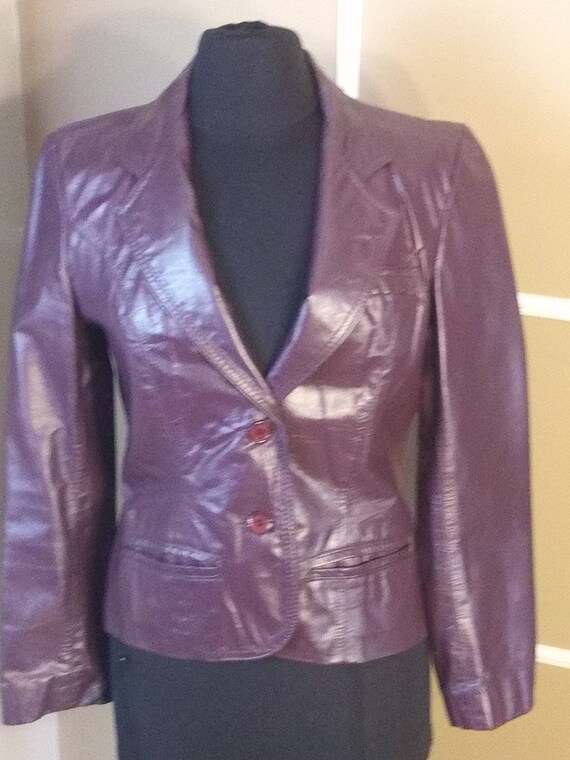 Vintage Purple Leather Blazer size 11 - image 1