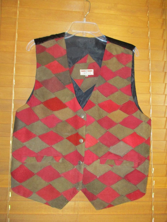 Vintage Gucci Patchwork Leather Vest XL - image 1