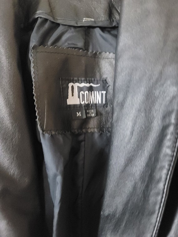Comint genuine leather long trench coat size M - image 6