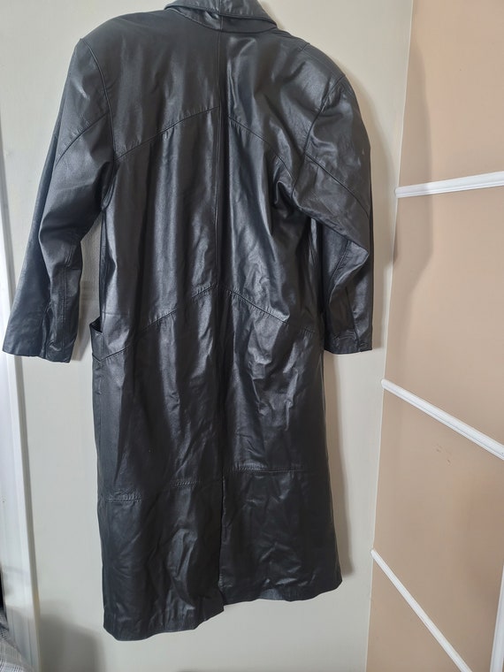 Comint genuine leather long trench coat size M - image 3