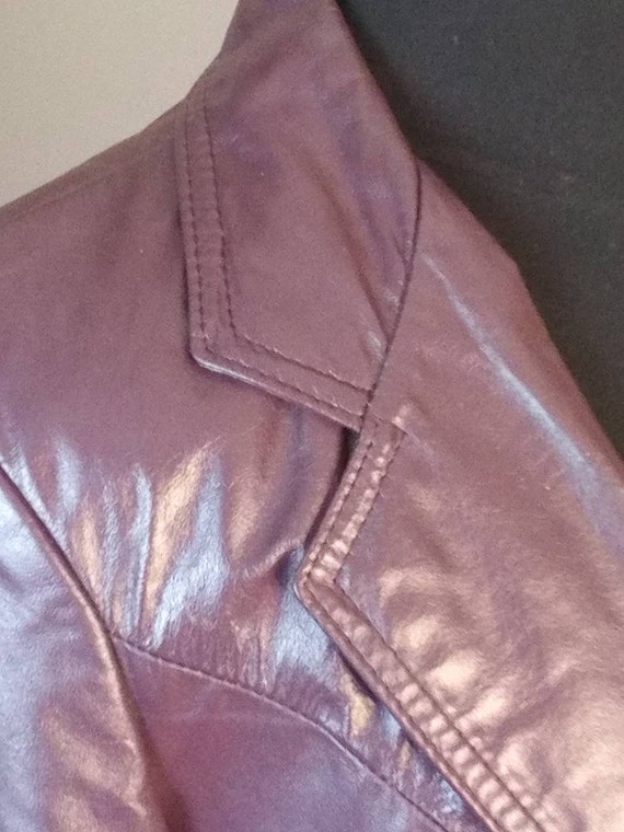 Vintage Purple Leather Blazer size 11 - image 3