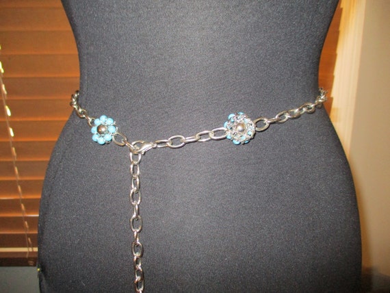 Turquoise Flower Chain Link Belt Western Turquoise Flower Concho Chain Belt No.3 - Etsy main image 4