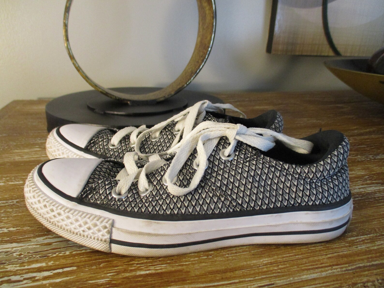 All Star Converse Black & White Geometric Print Sneakers Etsy