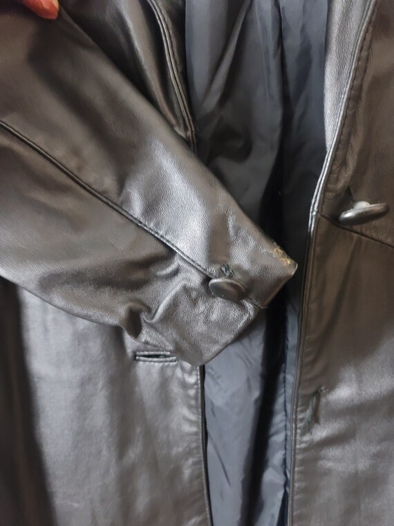 Comint genuine leather long trench coat size M - image 2