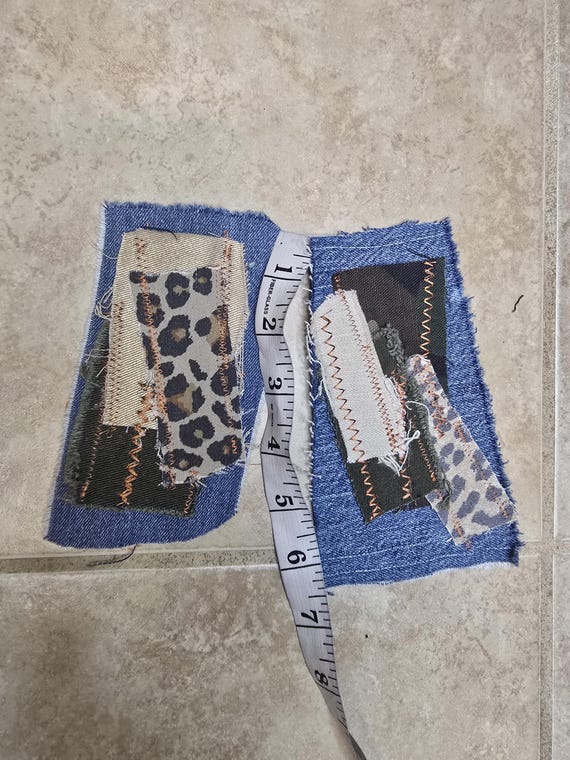 Denim camoflouge & animal print patches for sewing, crafts etc