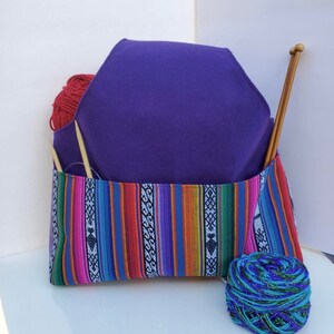 PAQARI - large knitting project bag, crocheting, embroidery, travel bag, gift for knitters, wrist bag, arm knitting bag, knitting caddy