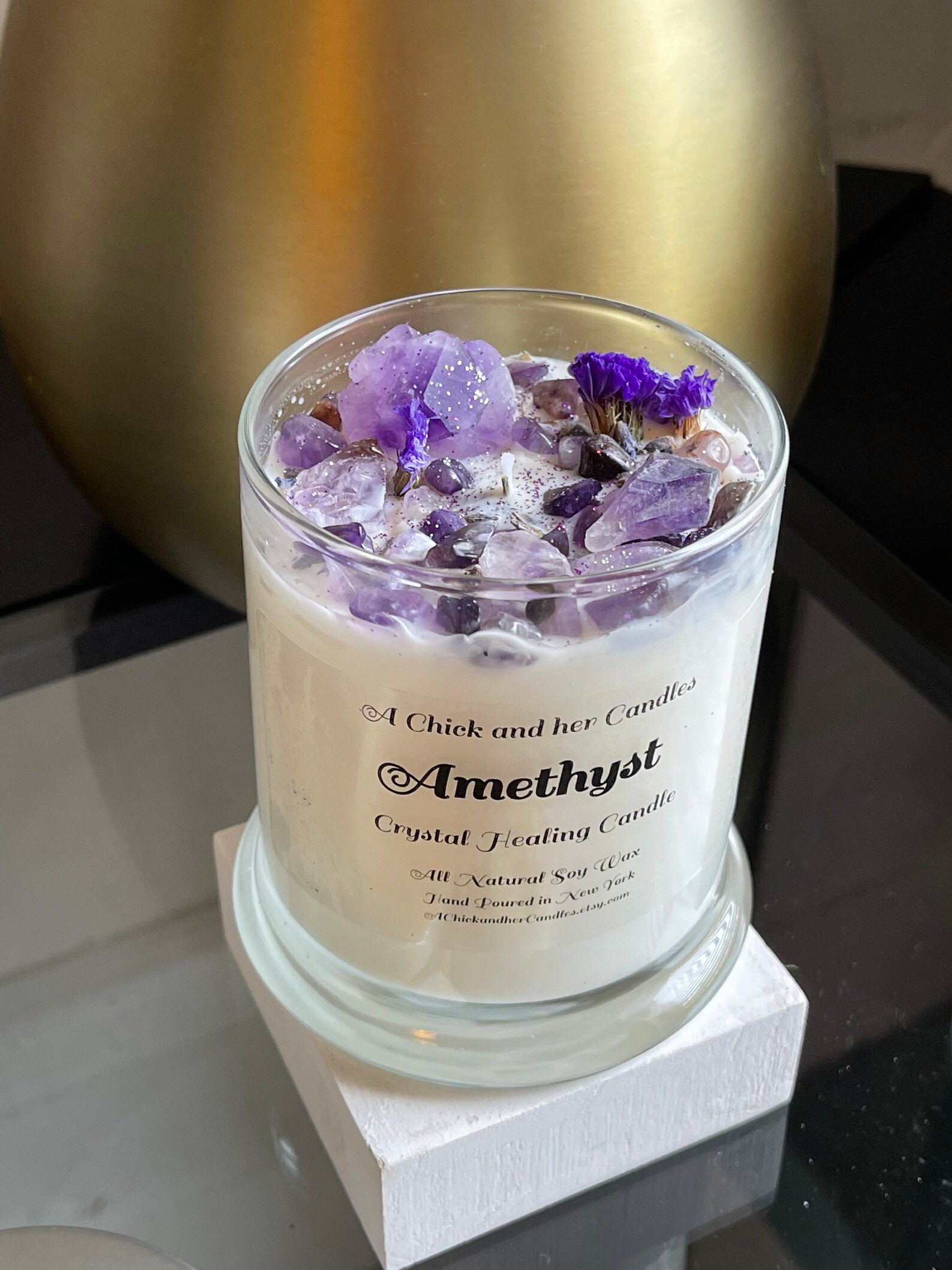 Healing Amethyst Candle/ Ritual/Healing Candle Etsy