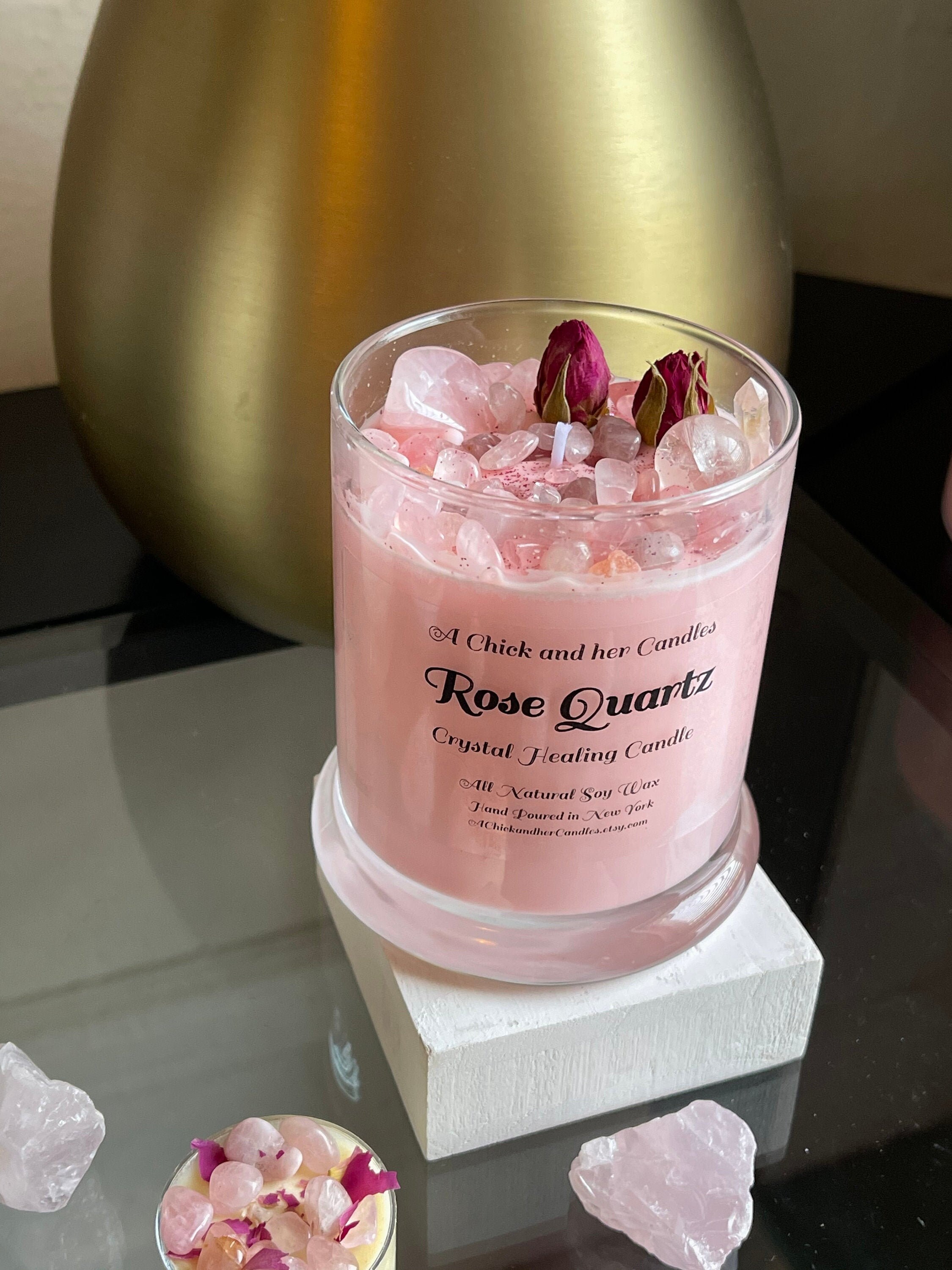 Healing Rose Quartz Candle/ Love Candle