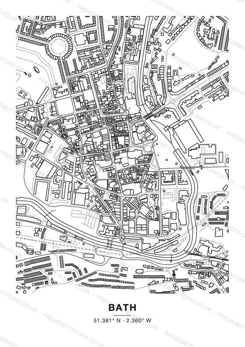 Bath colour-in map — this is what you download, a blank printable outline to colour yourself