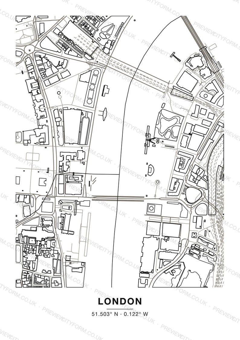 London colour-in map — this is what you download, a blank printable outline to colour yourself