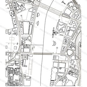 A blank page from the London colour-in map pack — clean black outlines of real streets and buildings, ready to colour