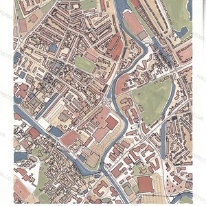 York colour-in map coloured by hand, Gouache example — the map prints blank for you to colour