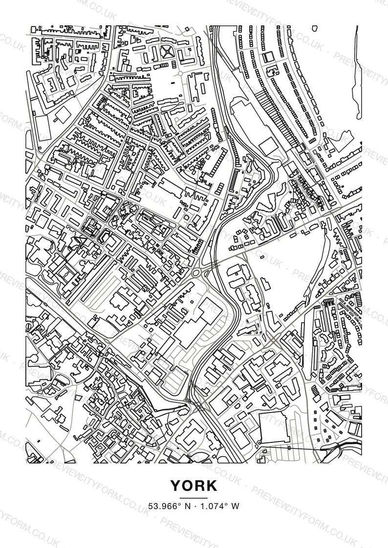 York colour-in map — this is what you download, a blank printable outline to colour yourself