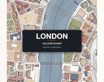 London Map Colouring Page | Printable City Map Wall Art | Instant Download A4 A3 PDF | Adult Colouring