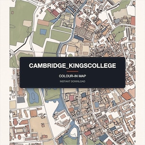 Cambridge Map Colouring Page | Printable City Map Wall Art | Instant Download A4 A3 PDF | Adult Colouring