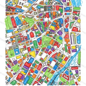 Crookes colour-in map — the real streets and building outlines of Crookes, Sheffield, ready to colour