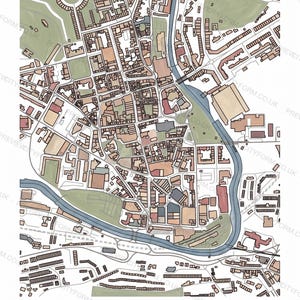 Bath colour-in map coloured by hand, Gouache example — the map prints blank for you to colour