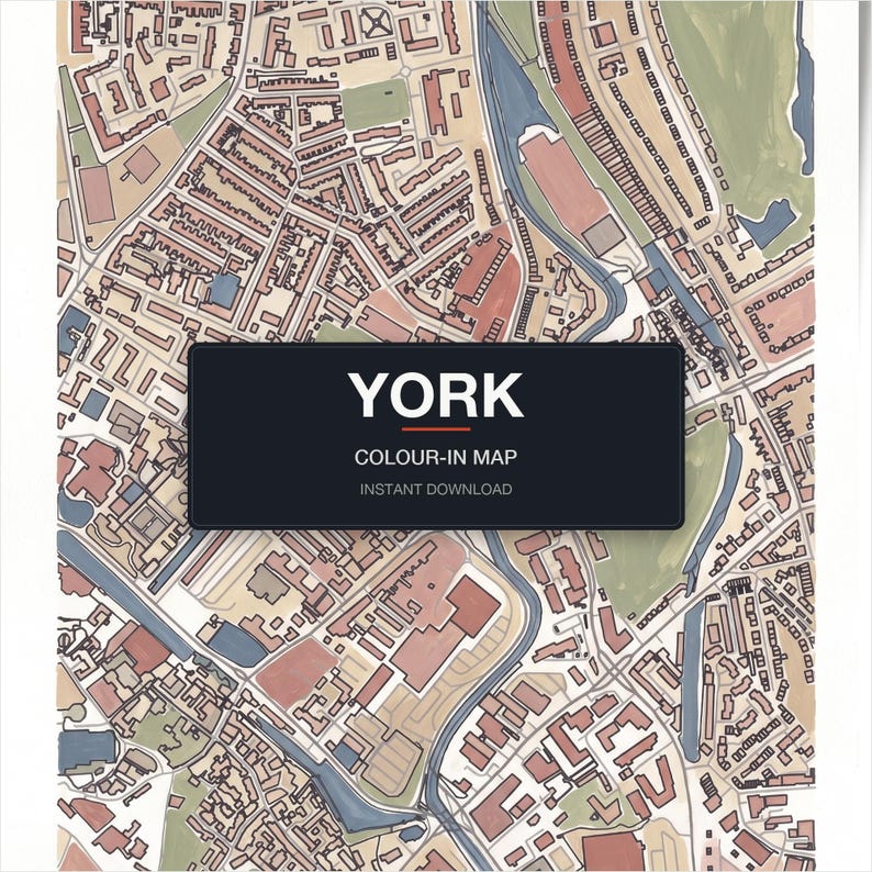 York colour-in map — printable city map, instant download