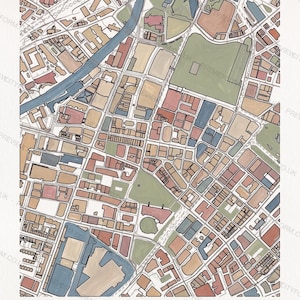 Town Hall colour-in map — the real streets and building outlines of Town Hall, Manchester, ready to colour