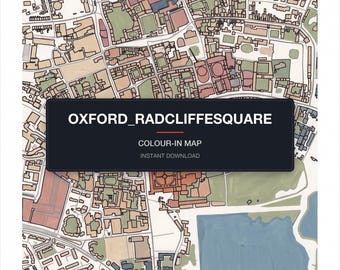 Oxford Map Colouring Page | Printable City Map Wall Art | Instant Download A4 A3 PDF | Adult Colouring