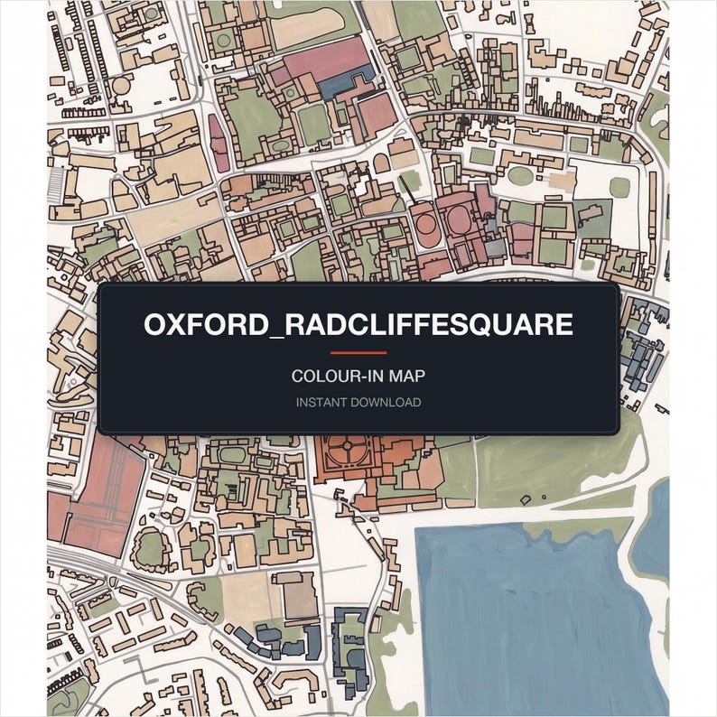 Oxford_radcliffesquare colour-in map — printable city map, instant download