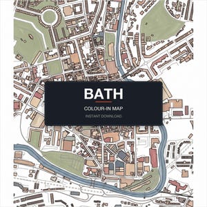 Bath colour-in map — printable city map, instant download