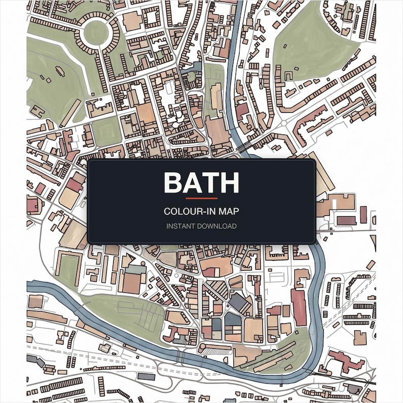 Bath colour-in map — printable city map, instant download