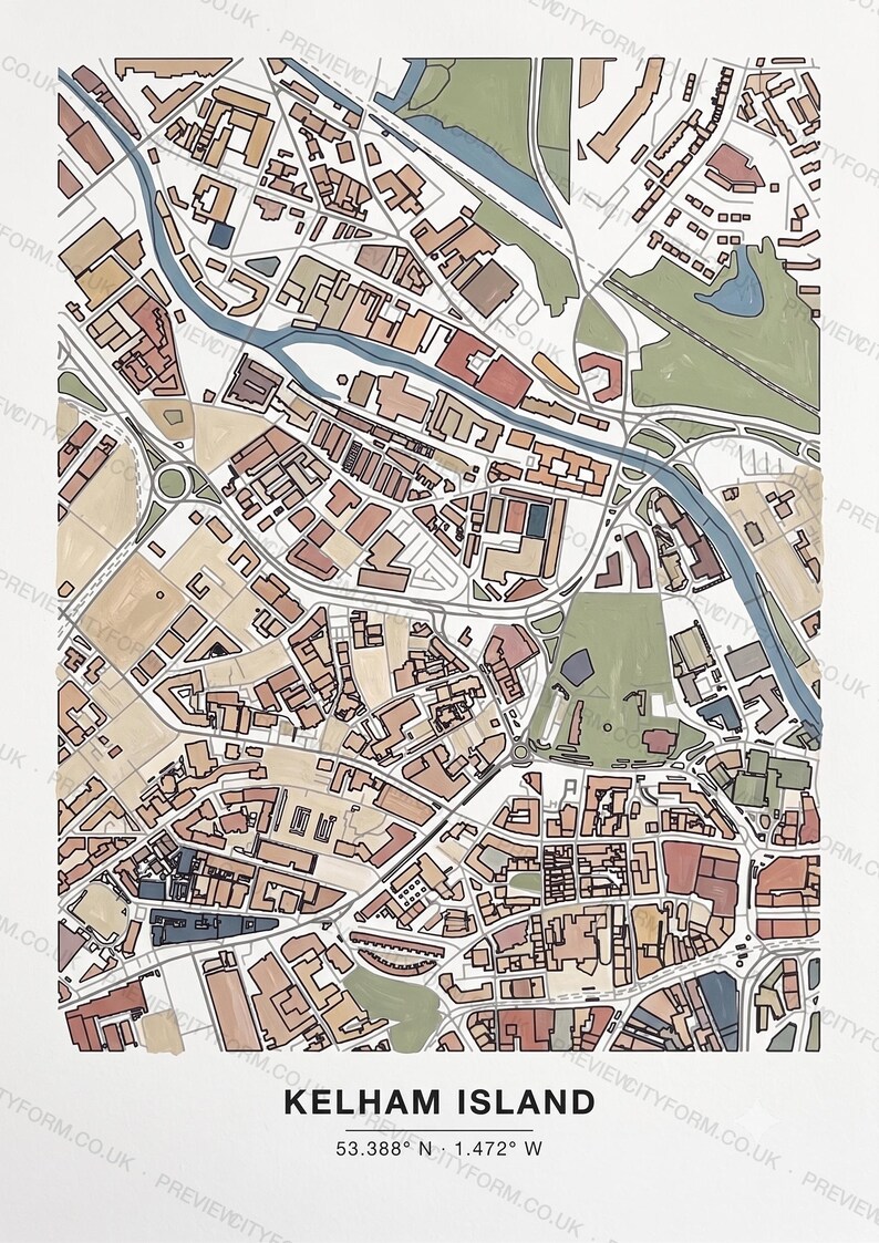 Ecclesall Road colour-in map — the real streets and building outlines of Ecclesall Road, Sheffield, ready to colour