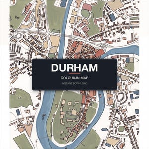 Durham colour-in map — printable city map, instant download