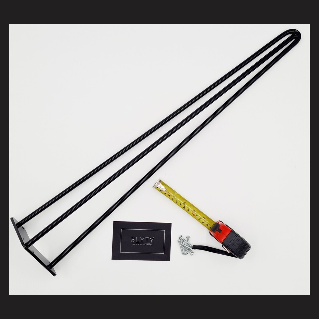 Custom Size X2 Premium Hairpin Legs 3 Rod Made in UK Black Bare Steel