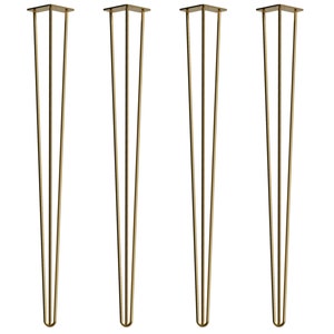 Gold Premium Hairpin Legs 3 Prong – Sets Of 4 - Multiple Sizes - Made In The UK