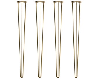 Gold Premium Hairpin Legs – Proudly Made In The UK - x4 Leg Sets- All Sizes- 3 Rod