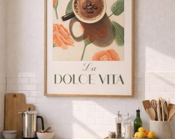 La Dolce Vita Coffee Print – Italian Café Art, Kitchen Decor (Digital Download)